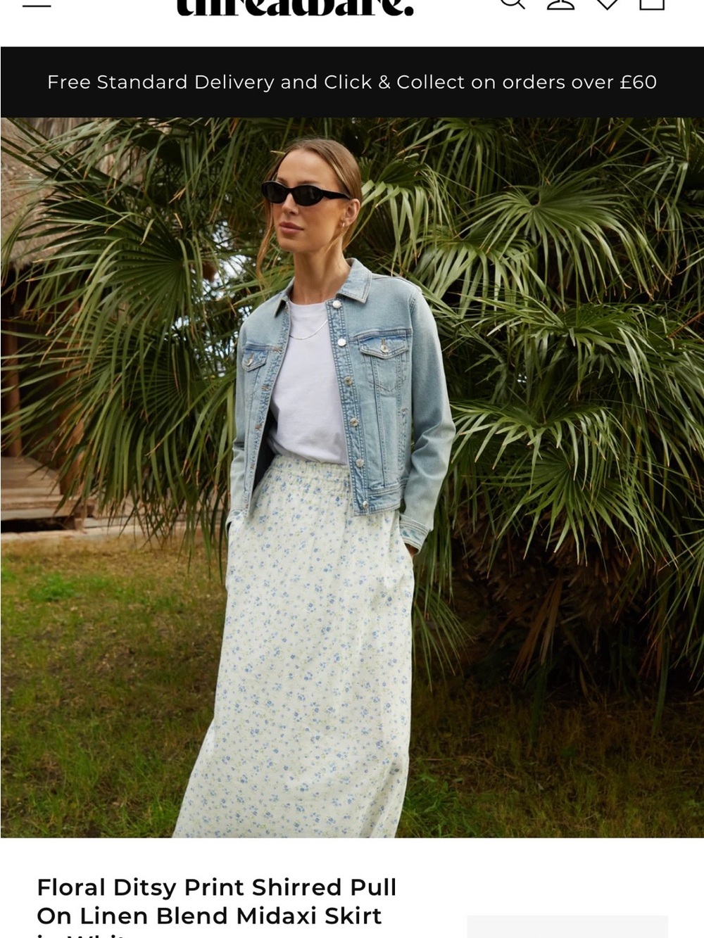 Ditsy Floral Linen-Blend Maxi Skirt - Light Blue Floral
